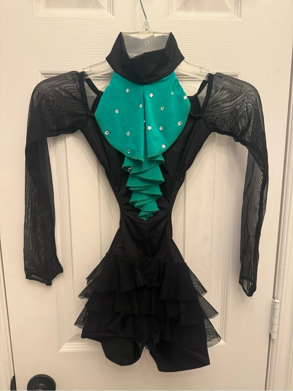 Black Dance Tunic with Green Ruffle Bib youth medium/8 Let’s Get Loud